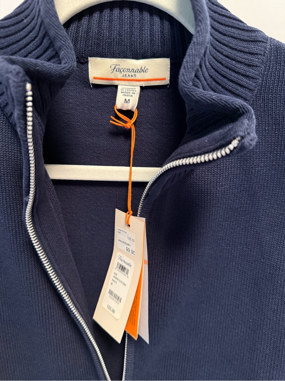 Faconnable Men's Navy Full-Zip Knit Sweater